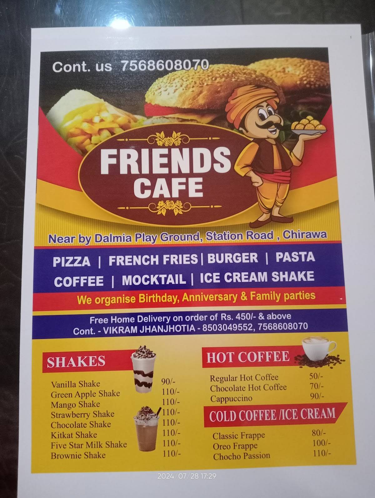 Friends Cafe menu