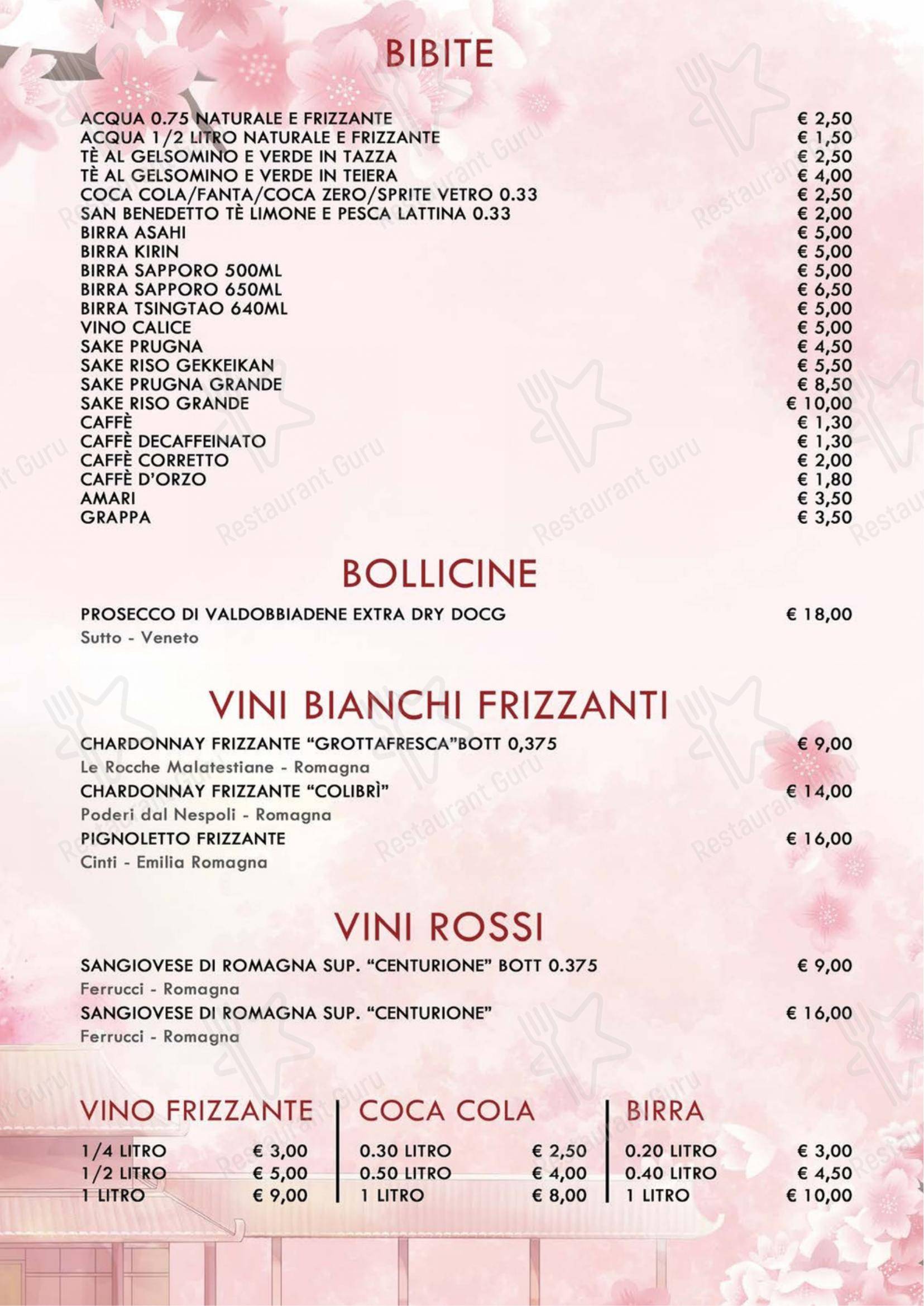 Menu per Ristorante Fuji 2 in Ravenna