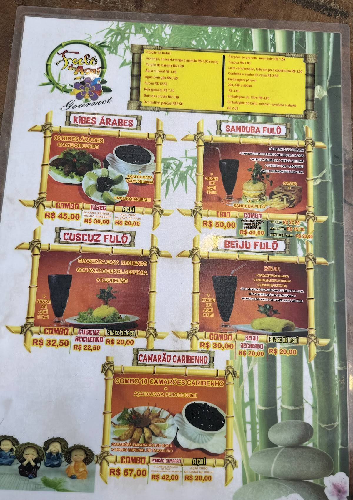 Fulô do Açaí - 2ª loja cardápio