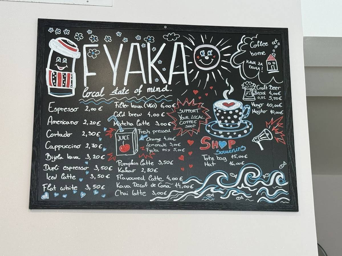 Menu di Fyaka Coffee 