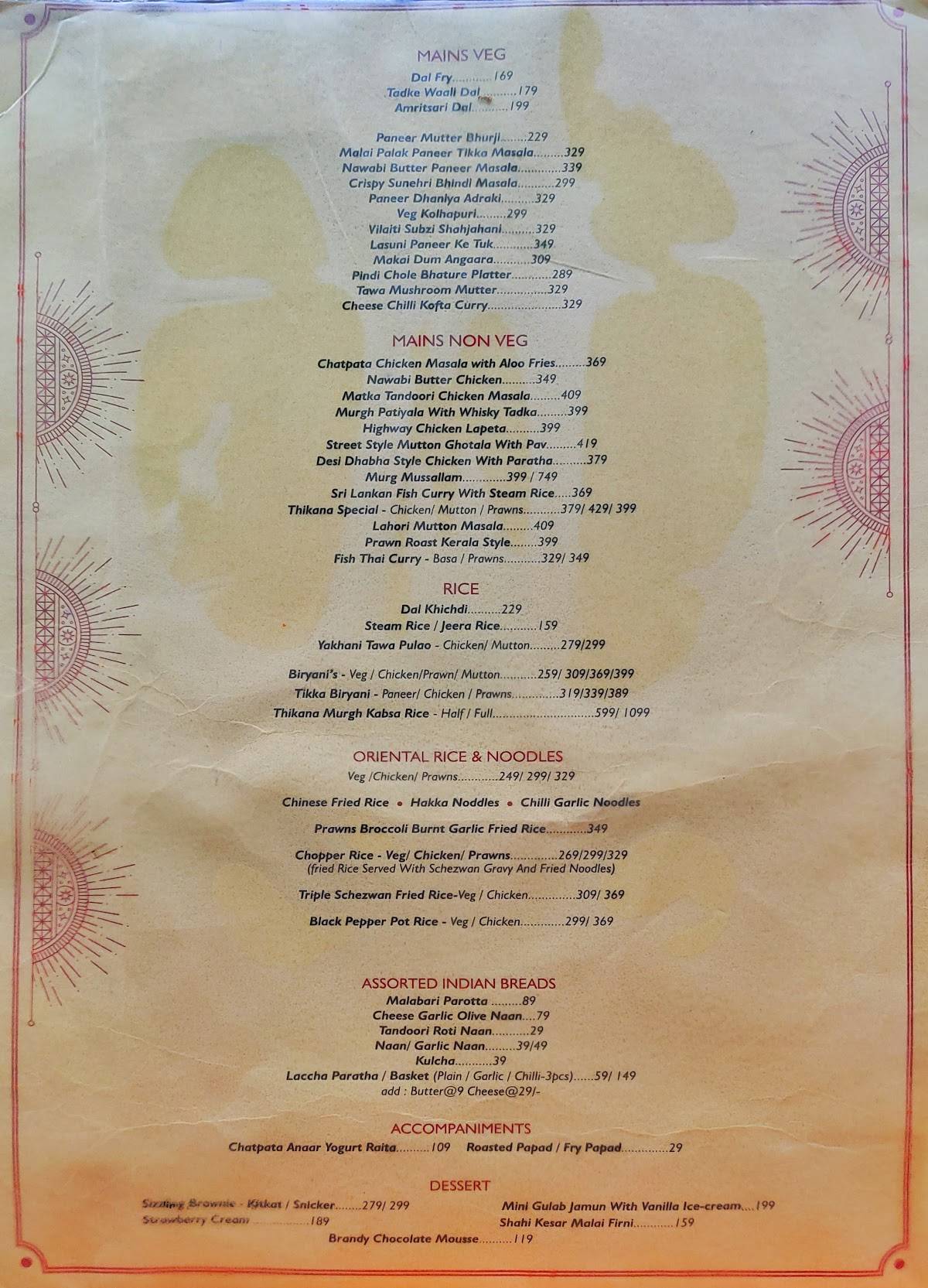 GLOBAL THIKANA menu
