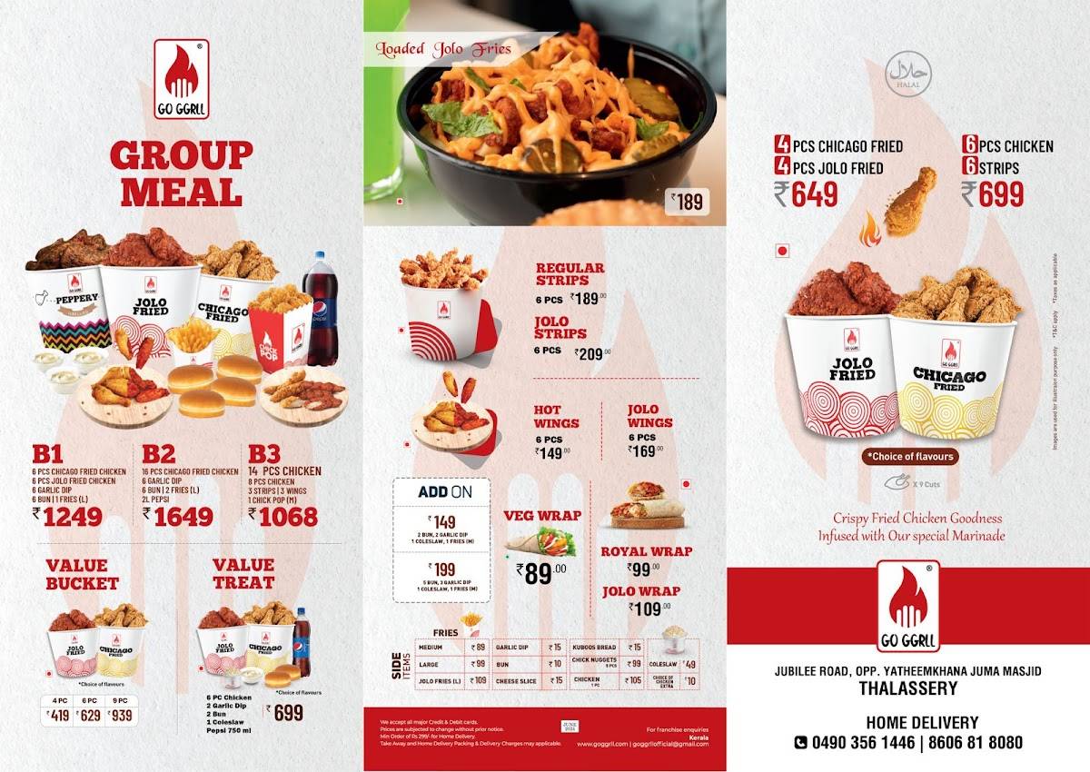 GO GGRLL THALASSERY menu