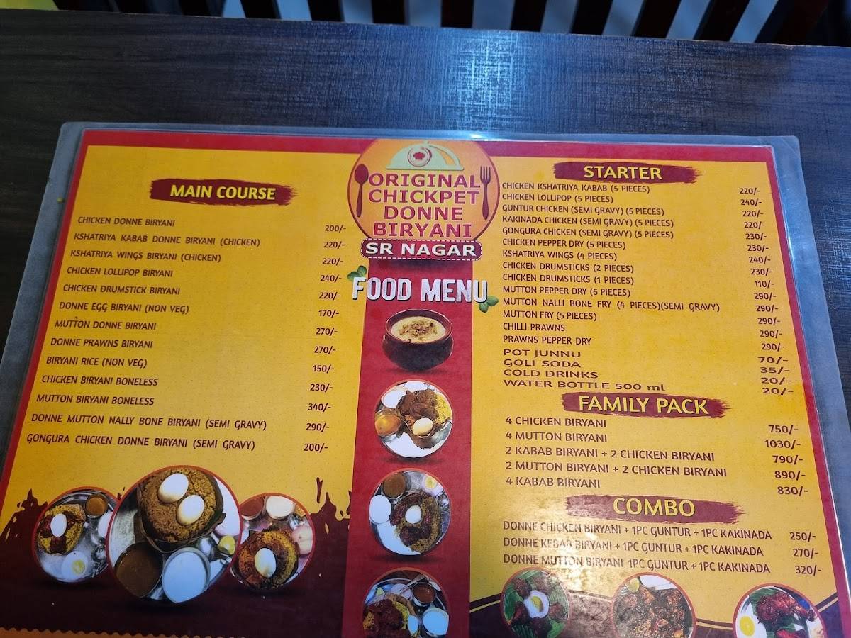 GOVINDAMMA MILITARY HOTEL menu
