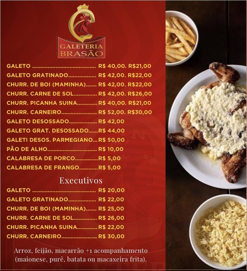 Galeteria Brasão Francês cardápio