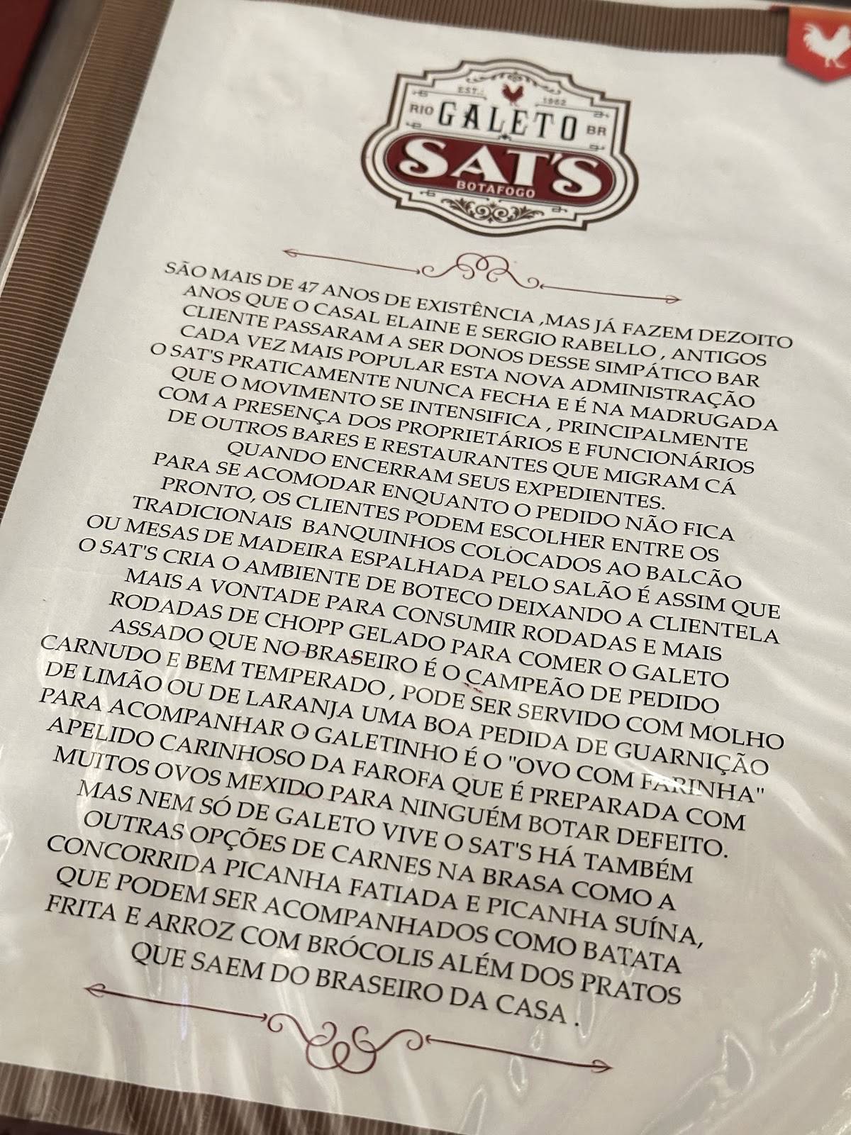 Galeto Sat's cardápio