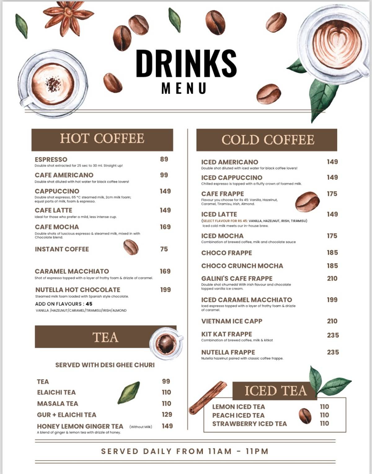 Galini Café menu