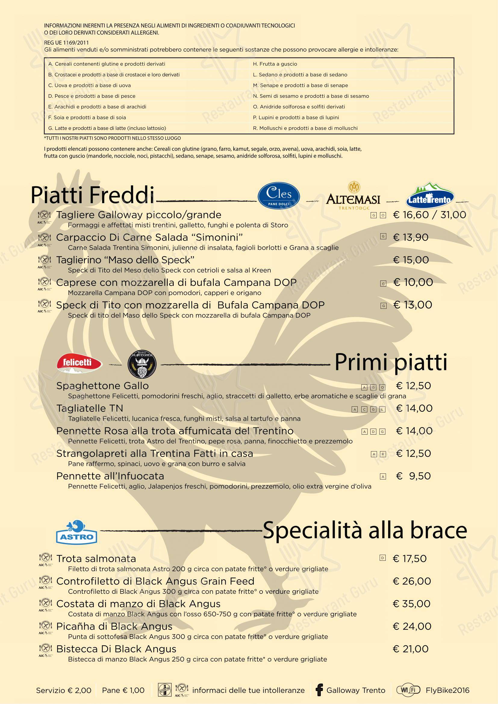 菜单 per Ristorante Galloway ristorante