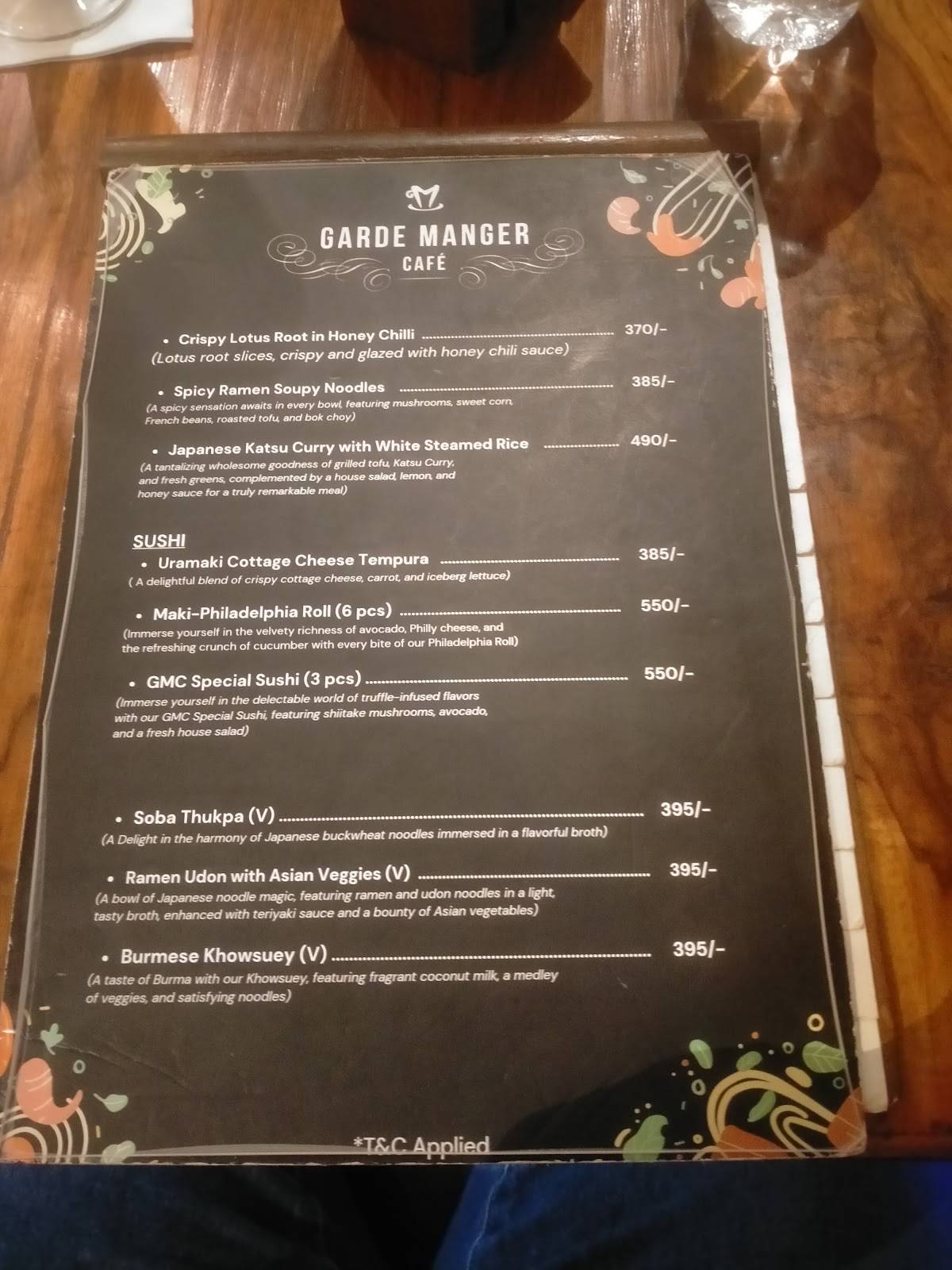 Garde Manger Cafe menu