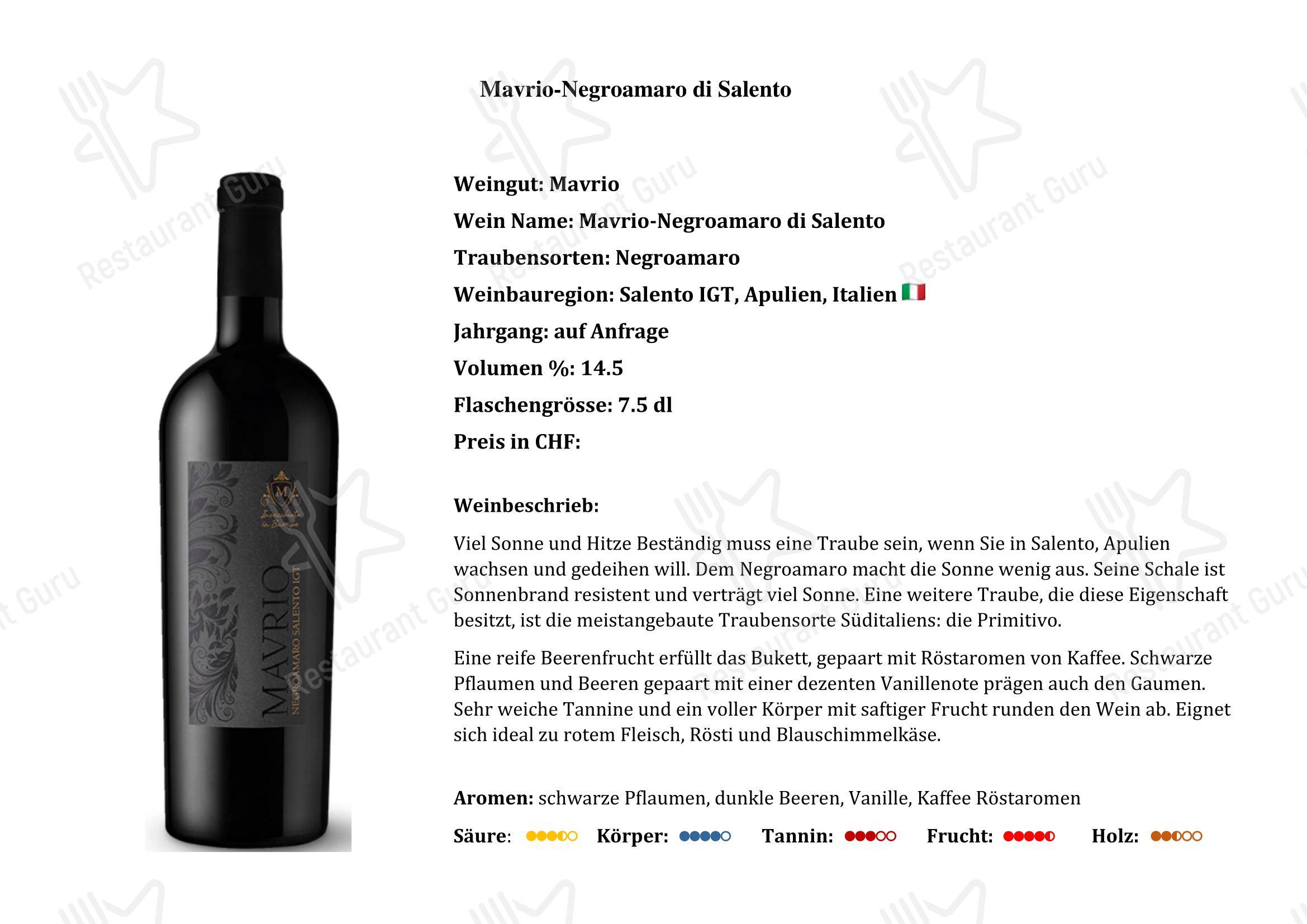 Menu di Gasthaus Alp Scheidegg - Коктейльная карта