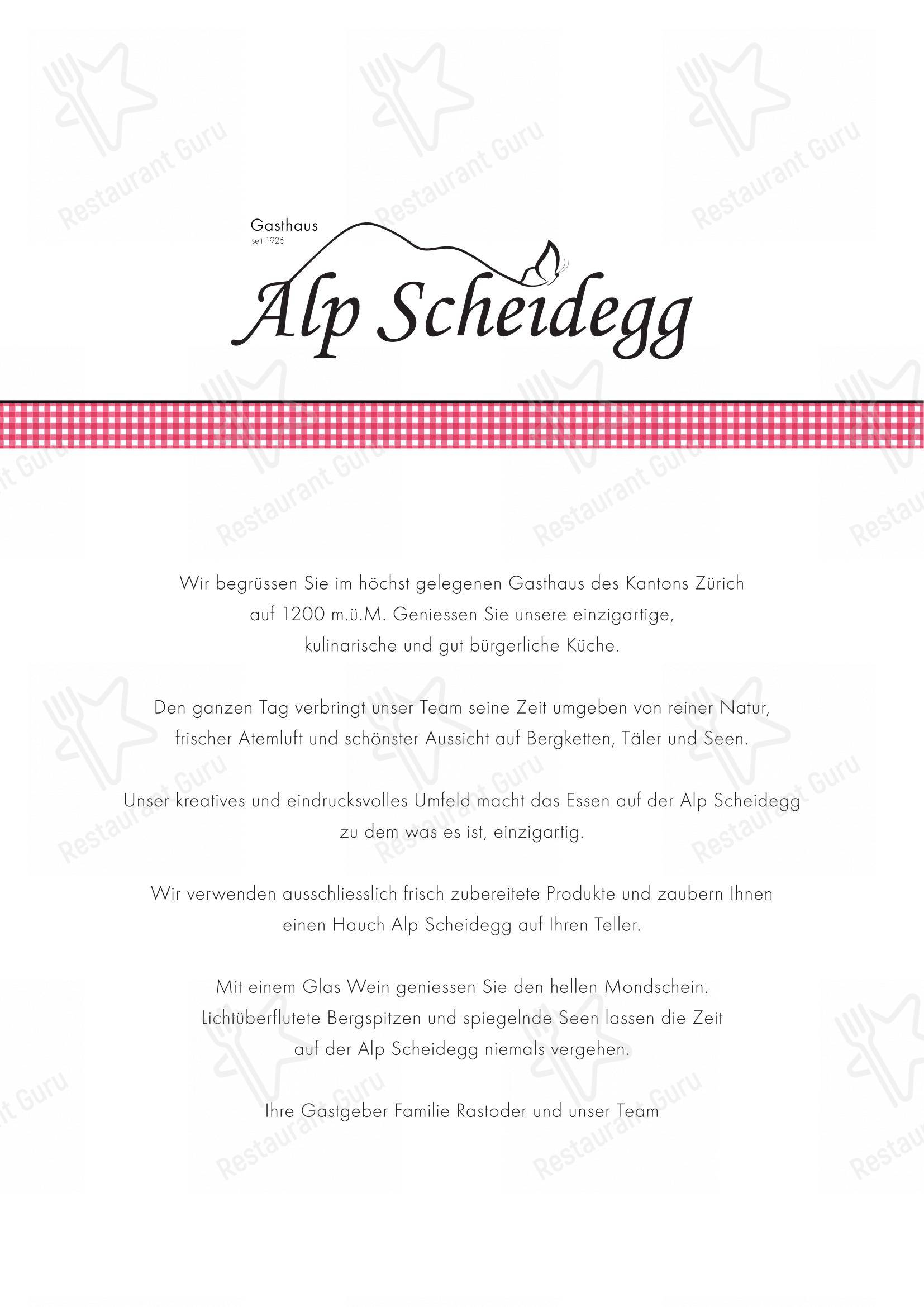 Menu bar per Gasthaus Alp Scheidegg in Wald
