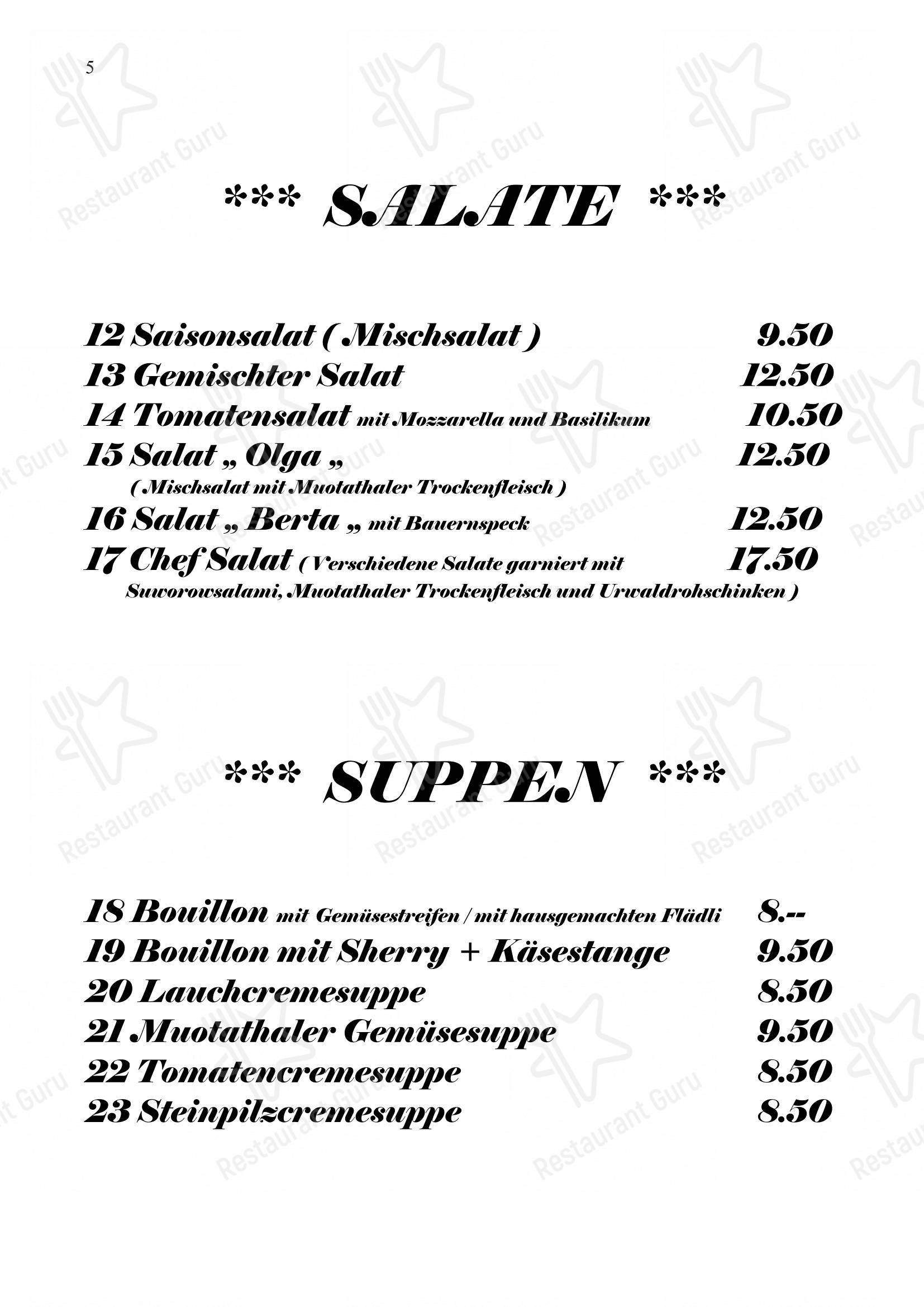 Gasthaus Post in Muotathal - Основное меню