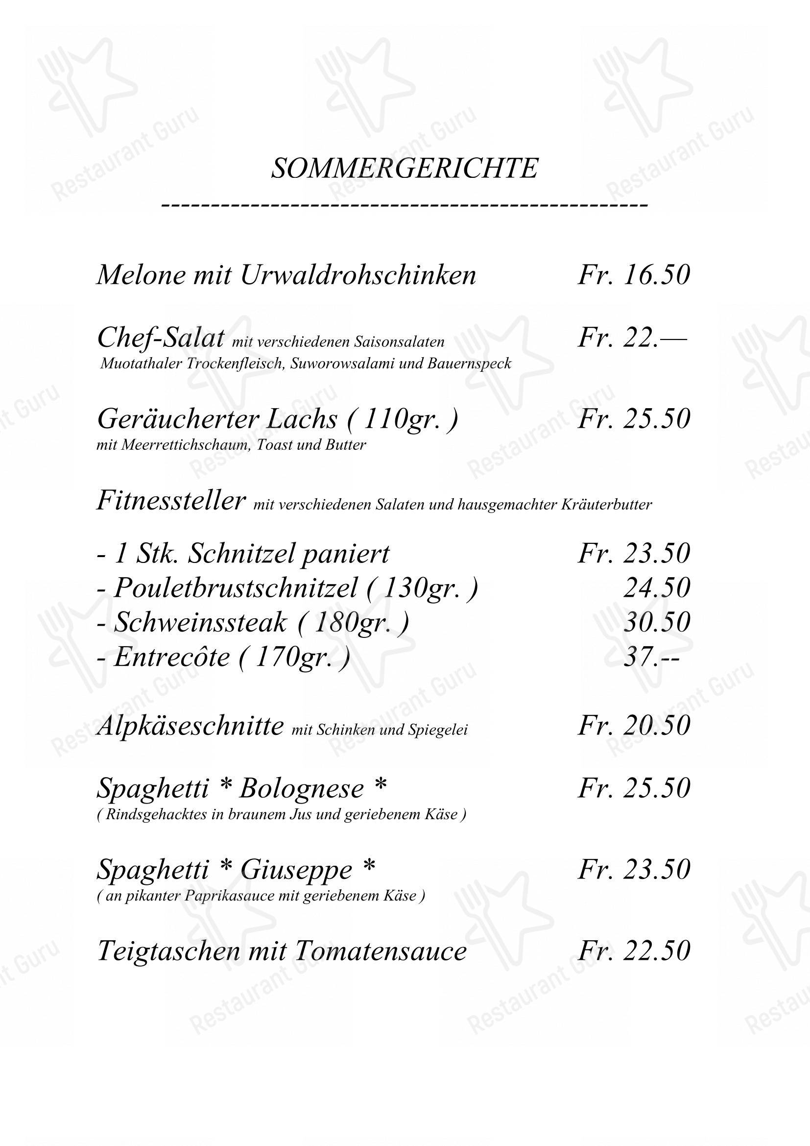 Gasthaus Post in Muotathal - 菜单