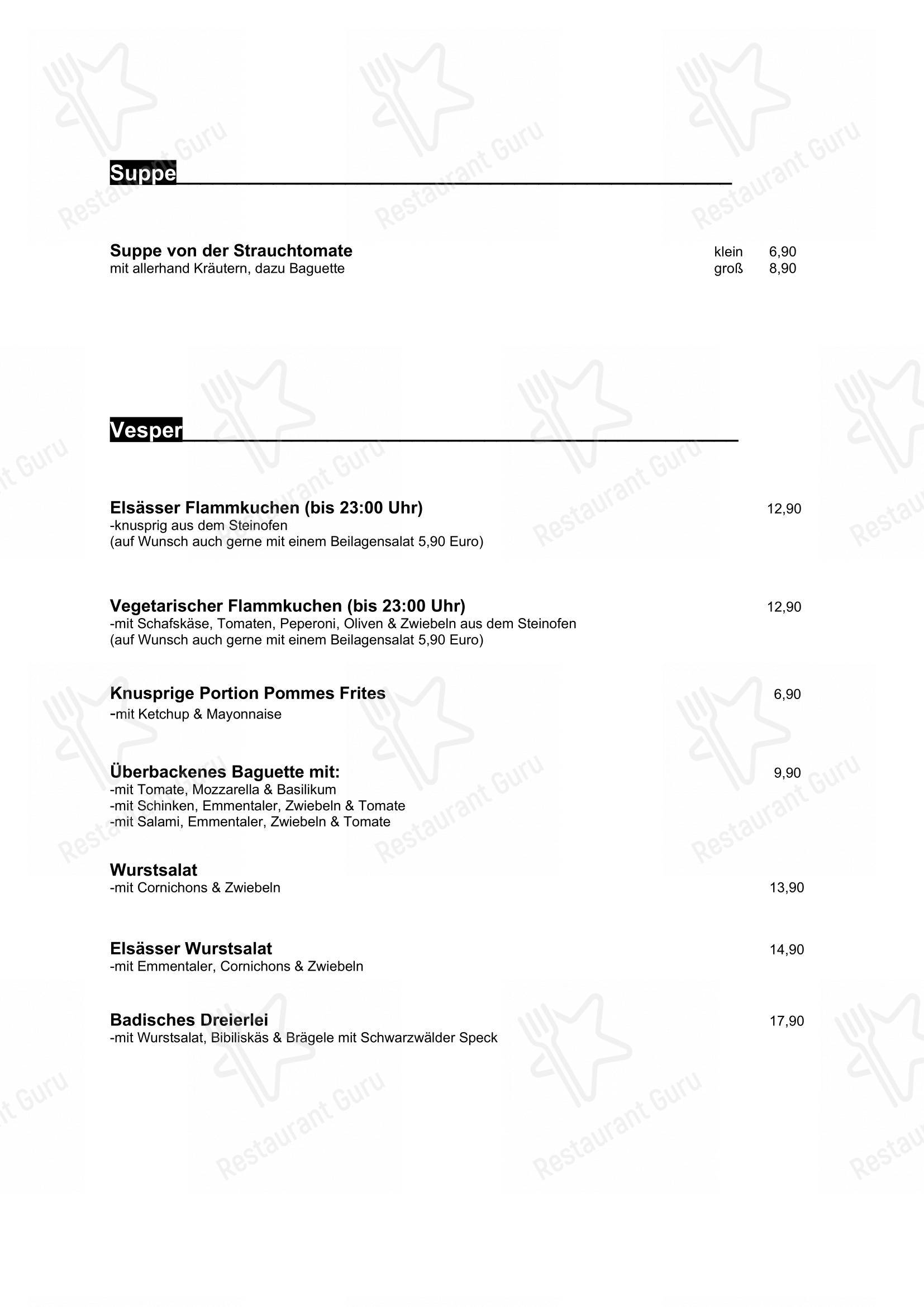 Menu pour Gaststätte Paradies restaurant