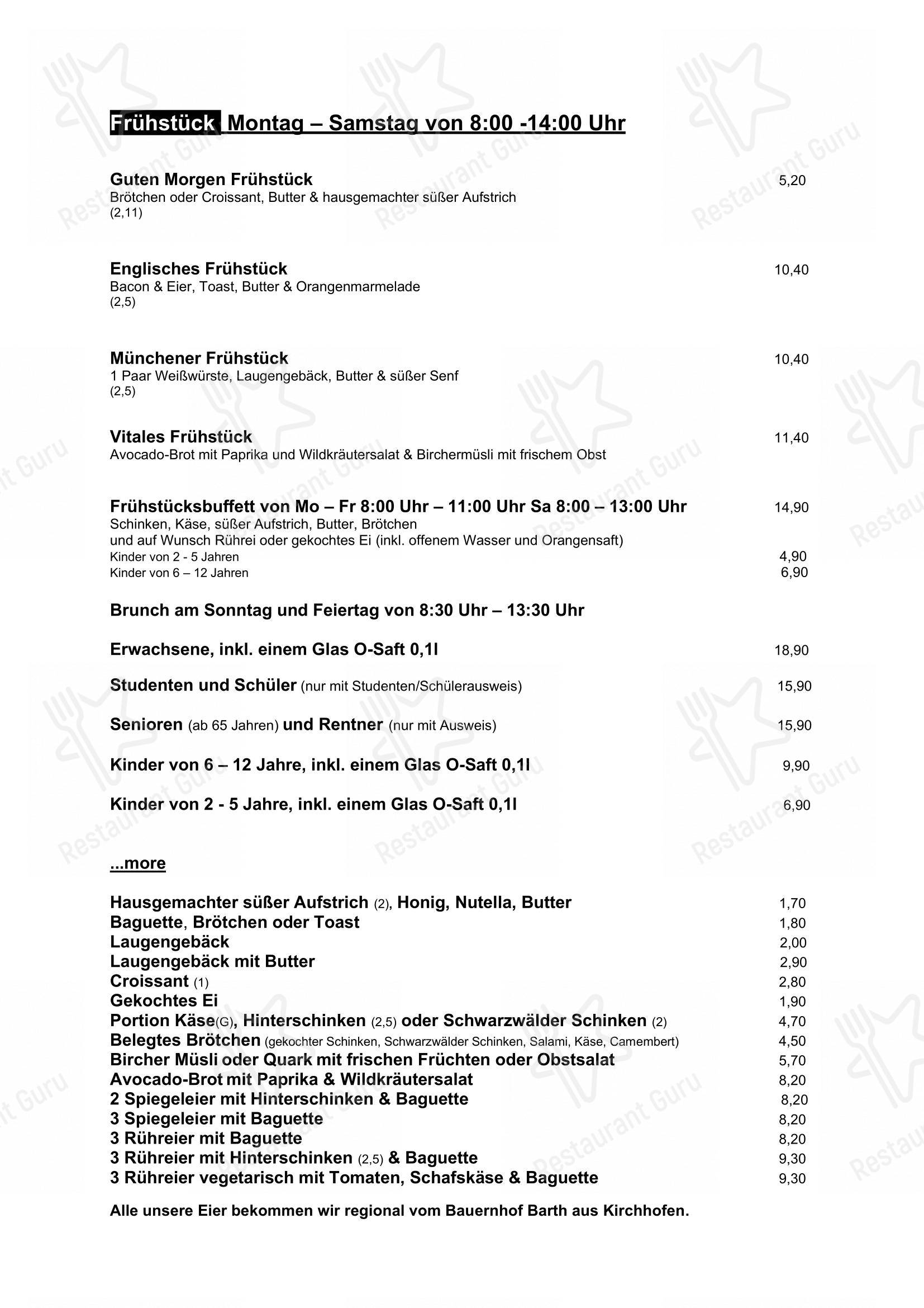 Menu pour Gaststätte Paradies restaurant