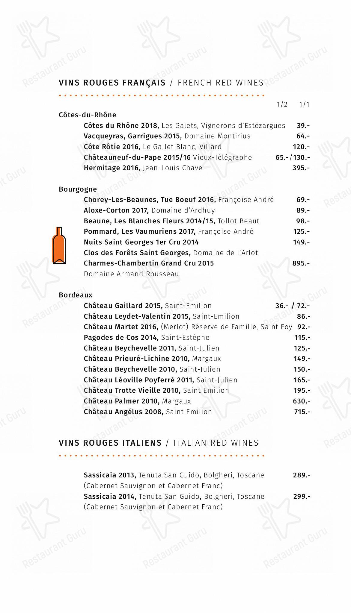 Tea Menu per Restaurant Les Armures in Ginevra