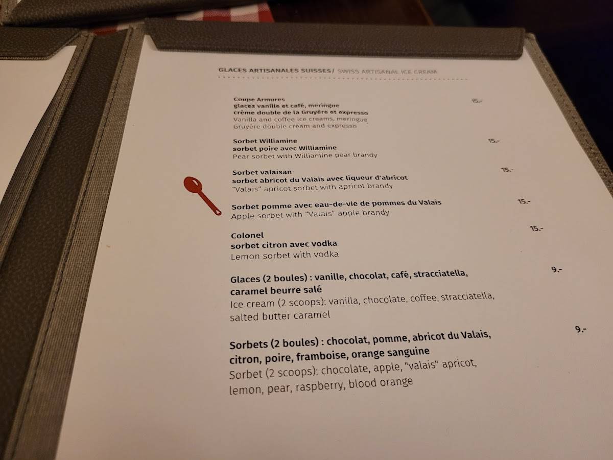 Menu di Restaurant Les Armures 