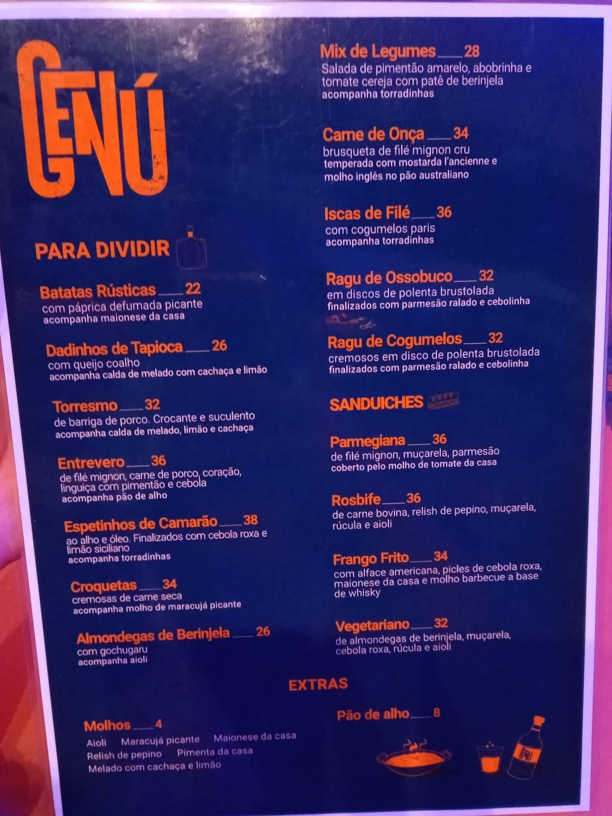Genú cardápio
