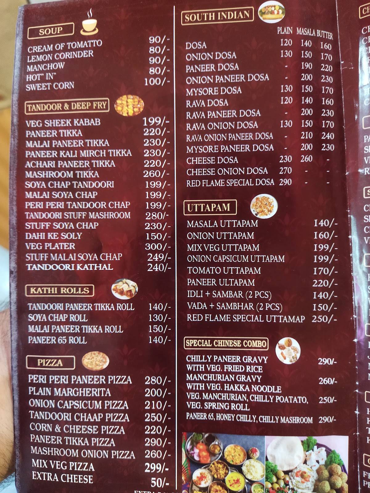 RED FLAME RESTAURANT menu