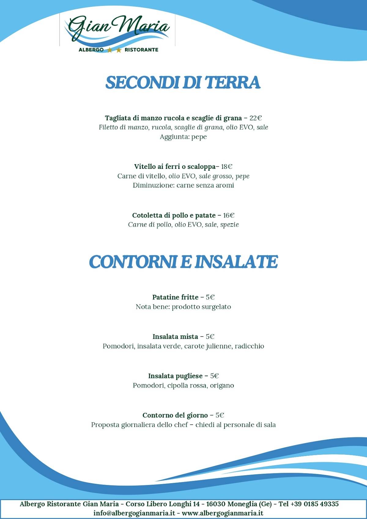 Menu di Gian Maria 