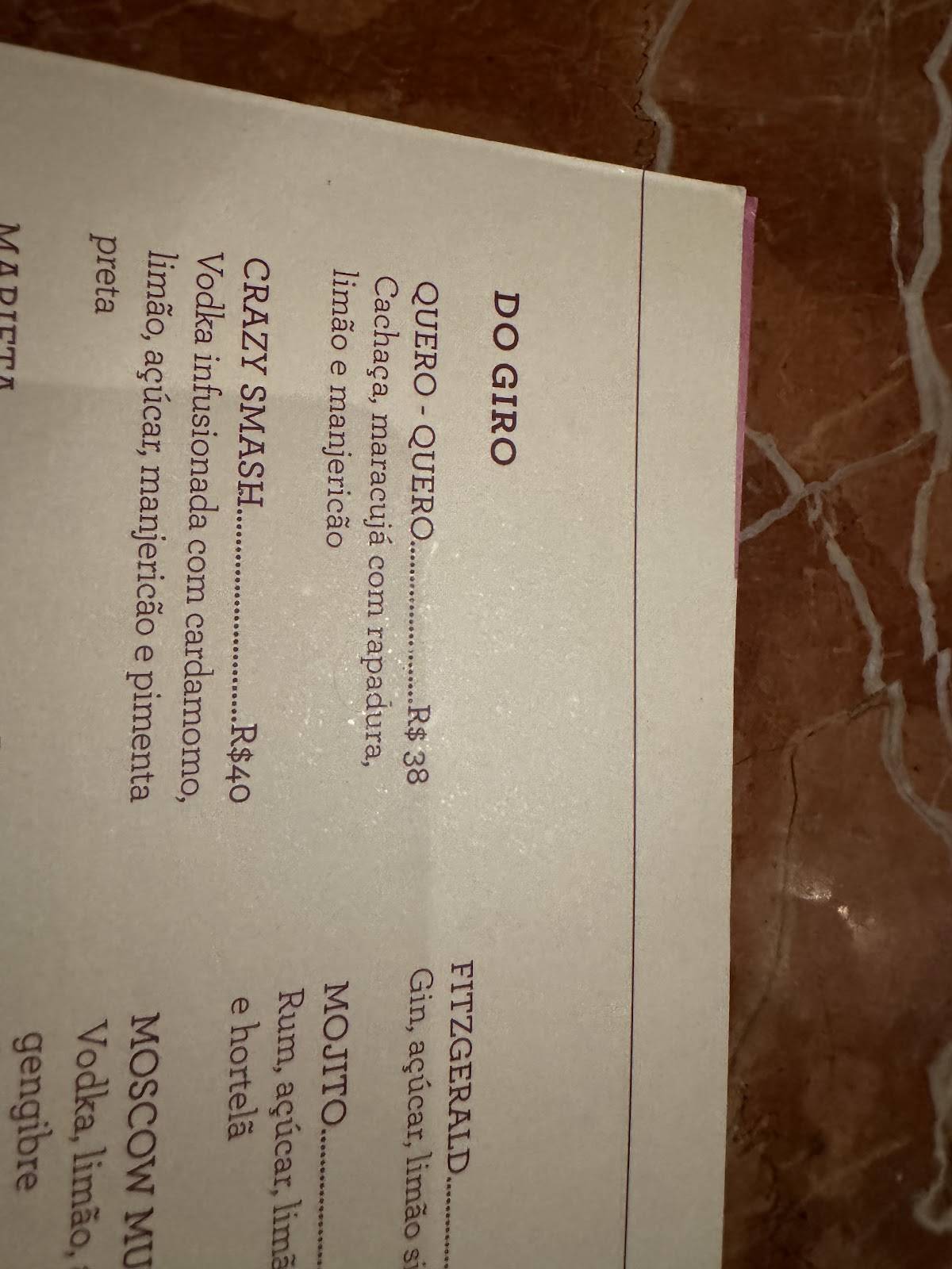 Giro Bar cardápio