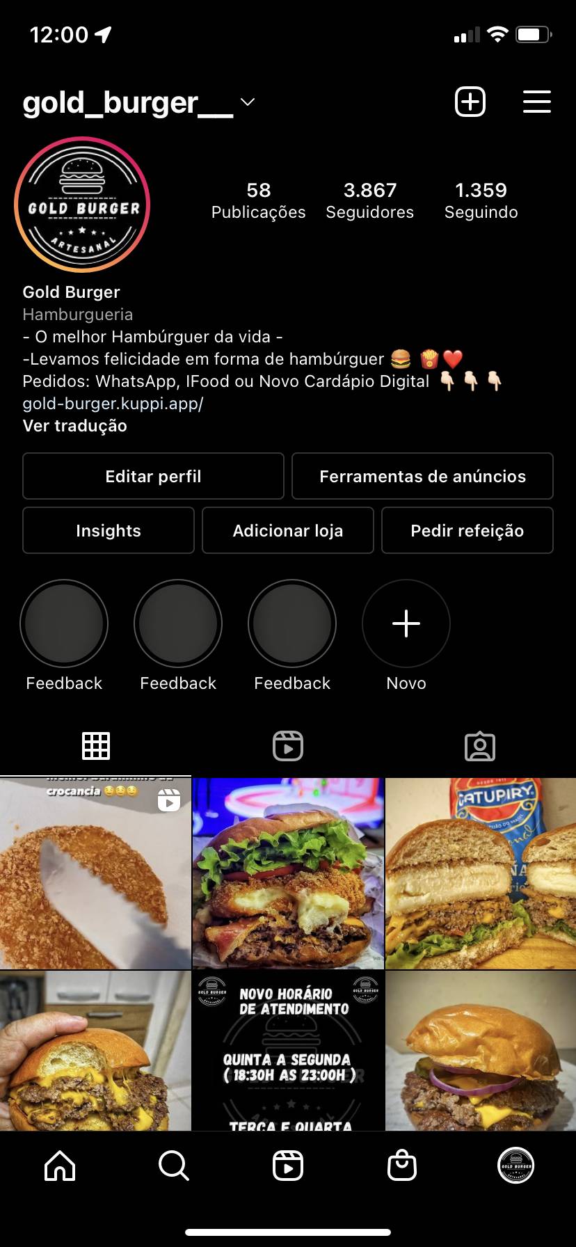 Gold Burger cardápio