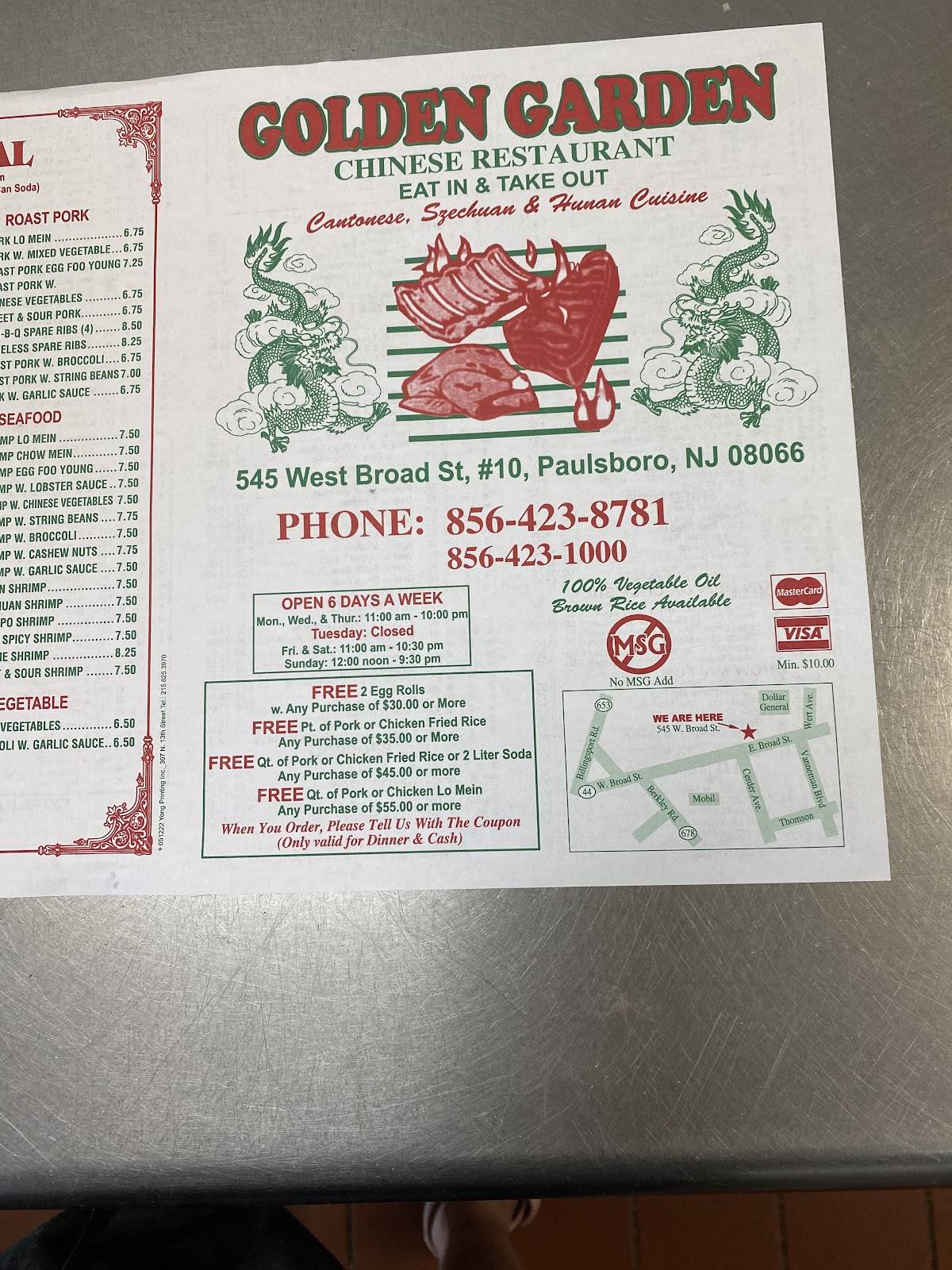 Menu at Golden Garden Restaurant, Paulsboro