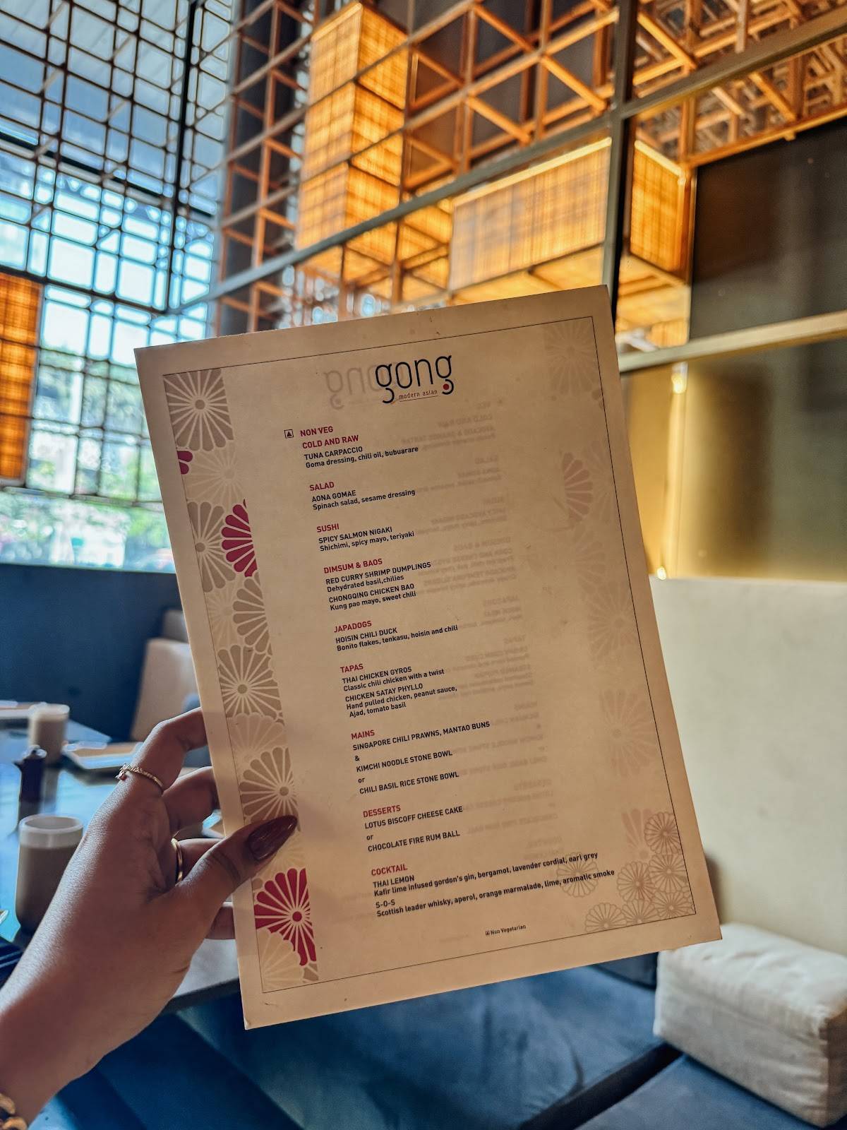 Gong Modern Asian Pune menu