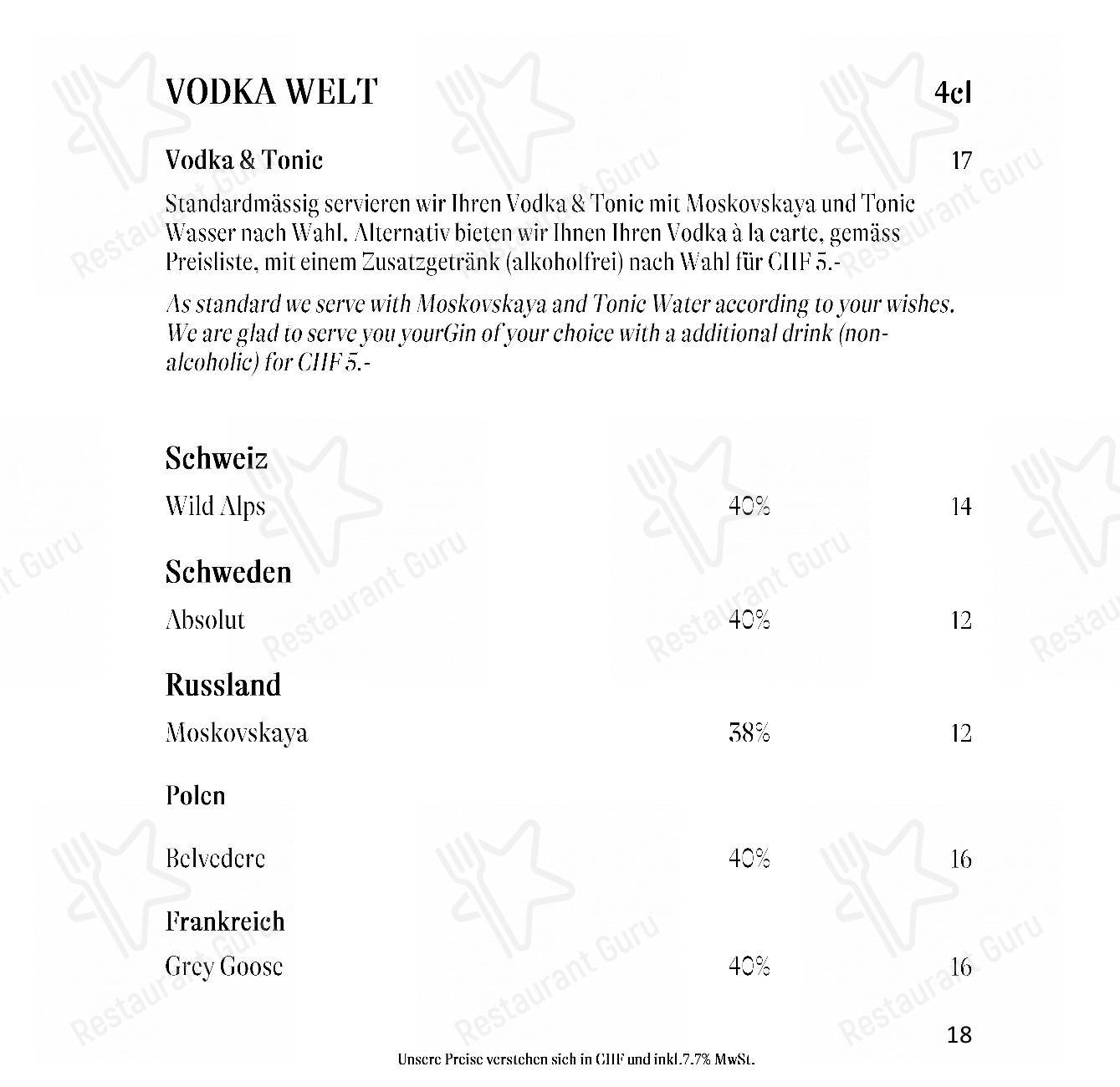 Menu per Gourmet Restaurant Guarda Val ristorante