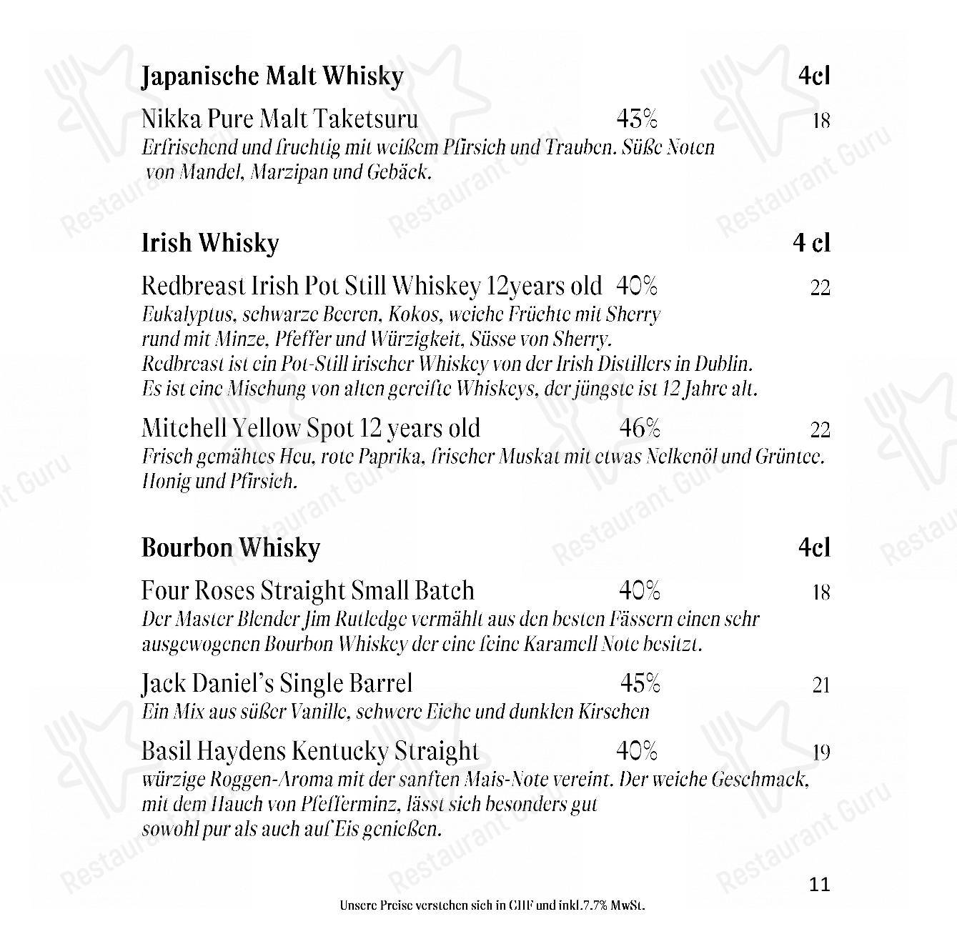 Gourmet Restaurant Guarda Val in Lantsch/Lenz - Menu