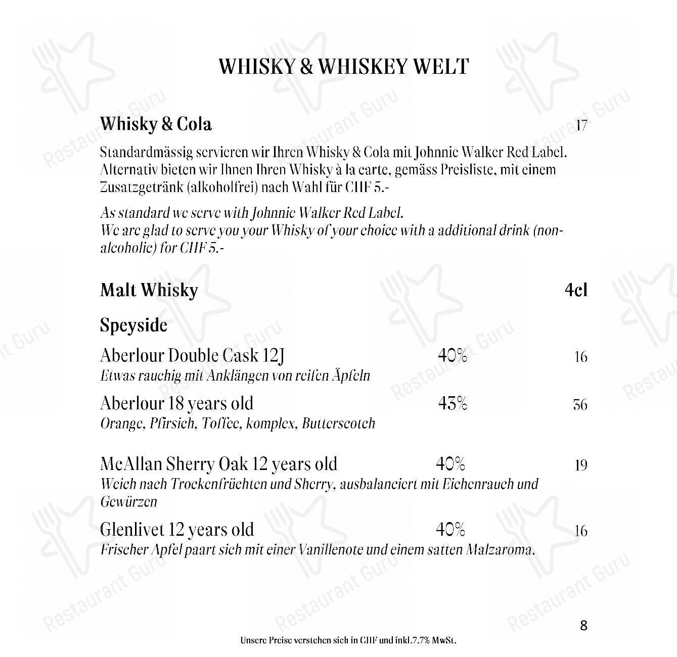 Menu per Gourmet Restaurant Guarda Val ristorante