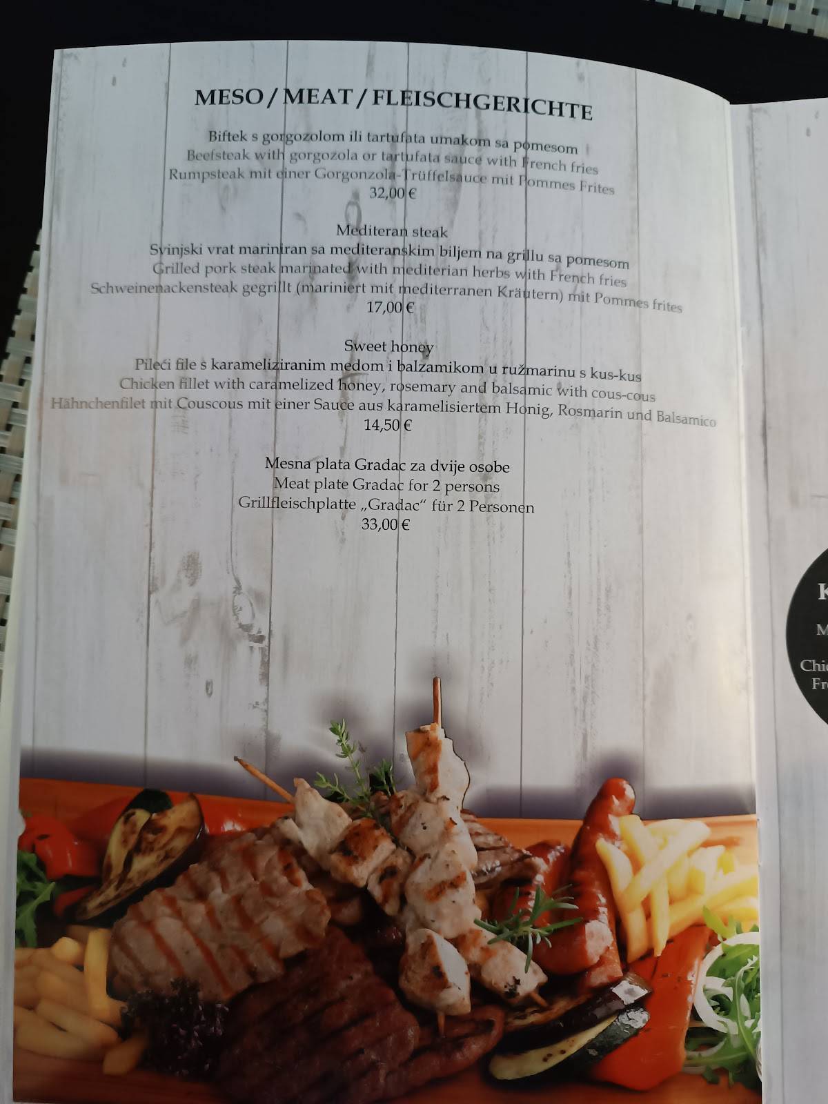 Menu di Aria Restaurant & Bar 