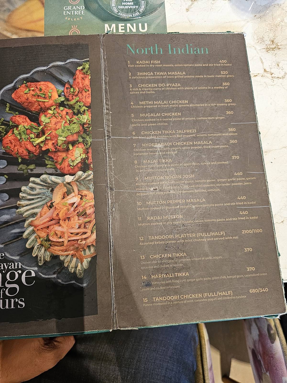 Grand Entree Select menu