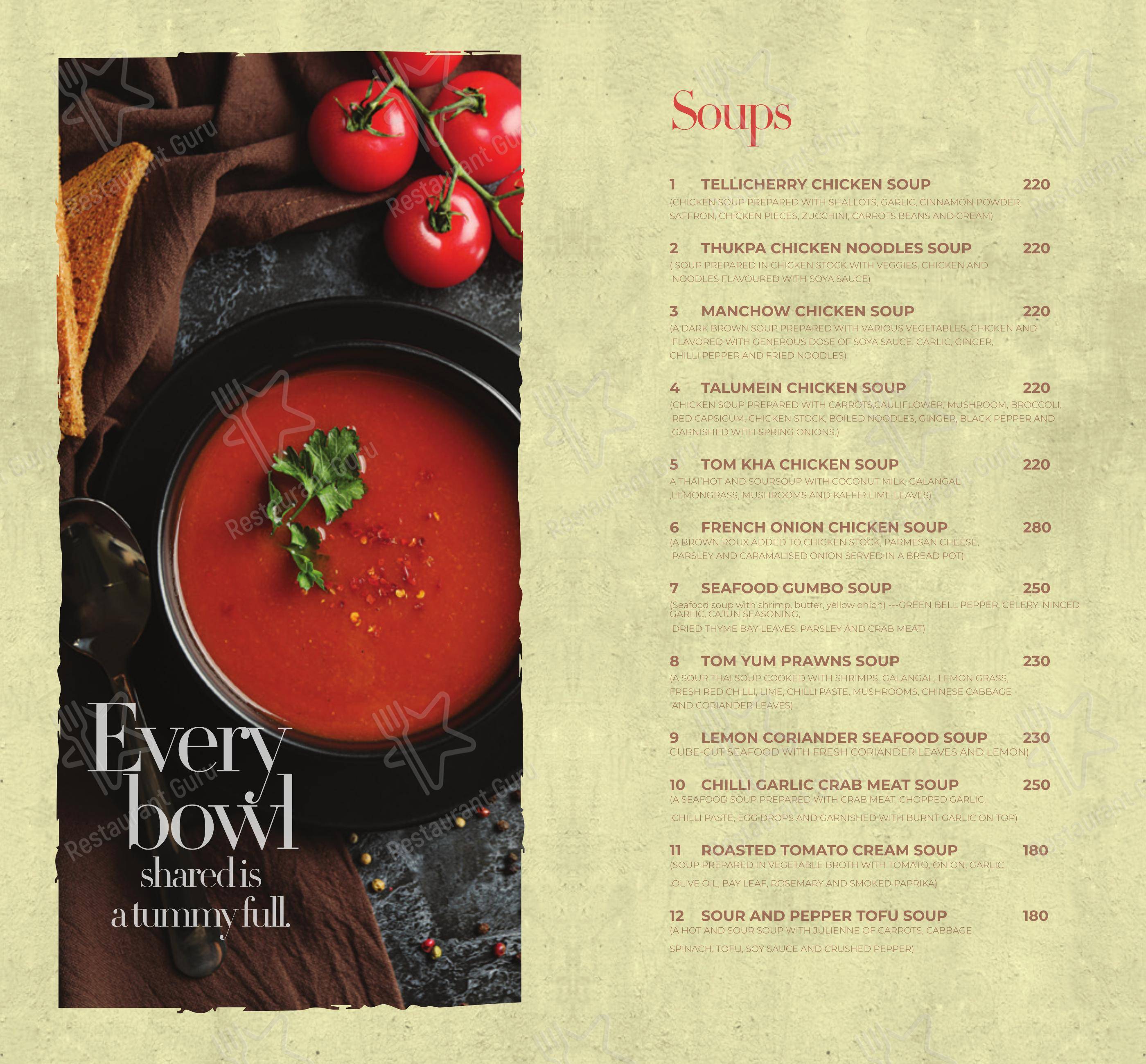 Menu for Grand Entree in Ernakulam