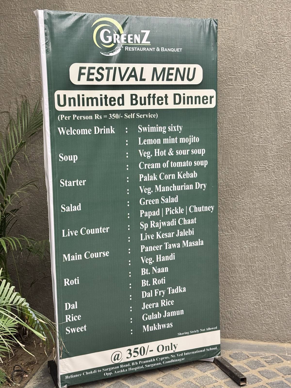 Greenz Restaurant menu