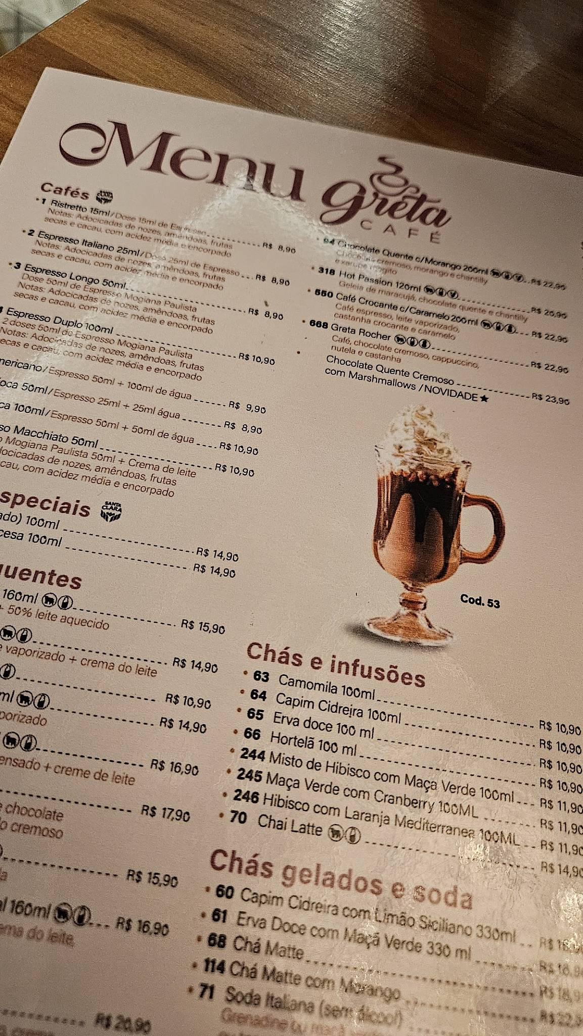 Greta Café cardápio