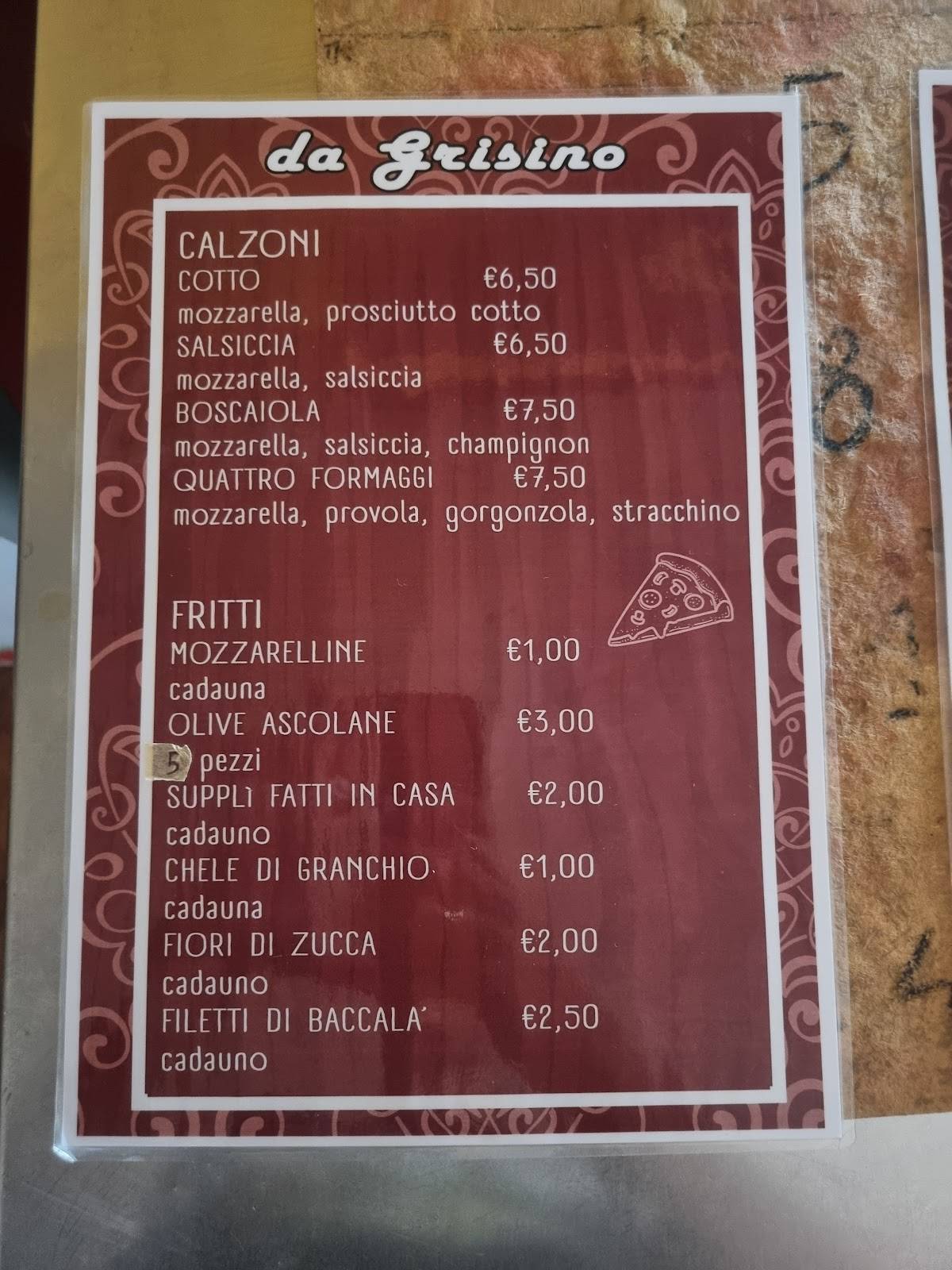 Menu di Grisino 