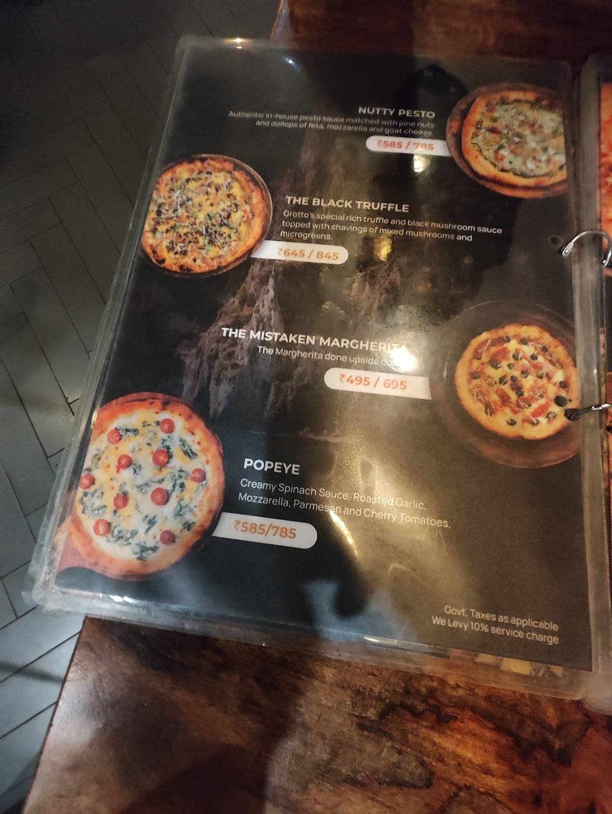 Grotto - PizzeriaCoffee Shop menu