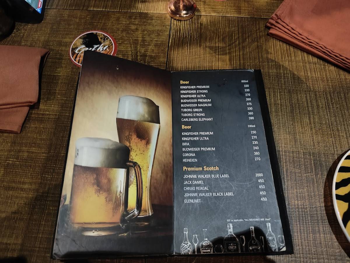 Gufha Restaurant, Mysuru menu