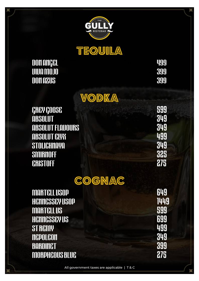 Gully Baar menu