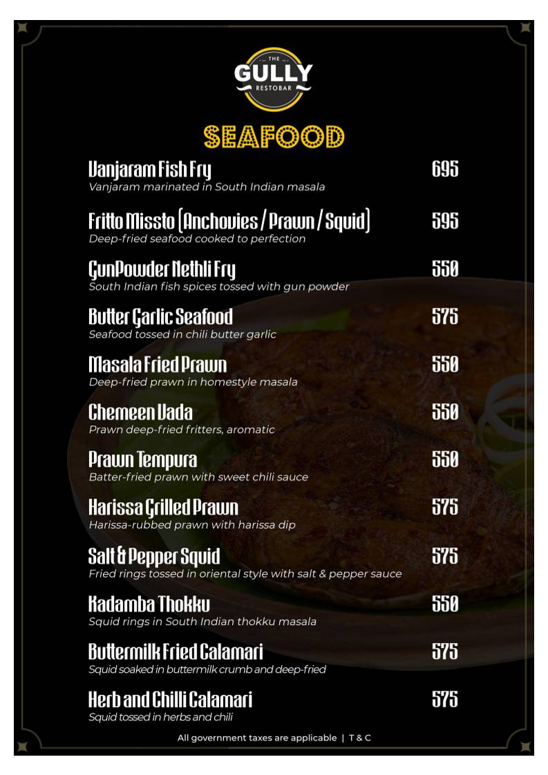 Gully Baar menu