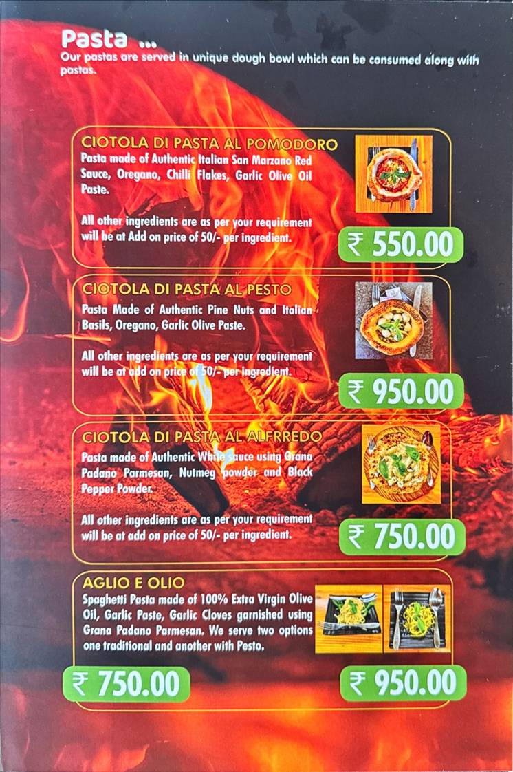 Gustos Pizzeria menu