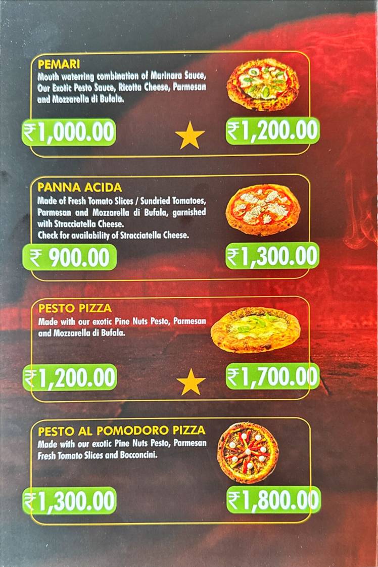 Gustos Pizzeria menu