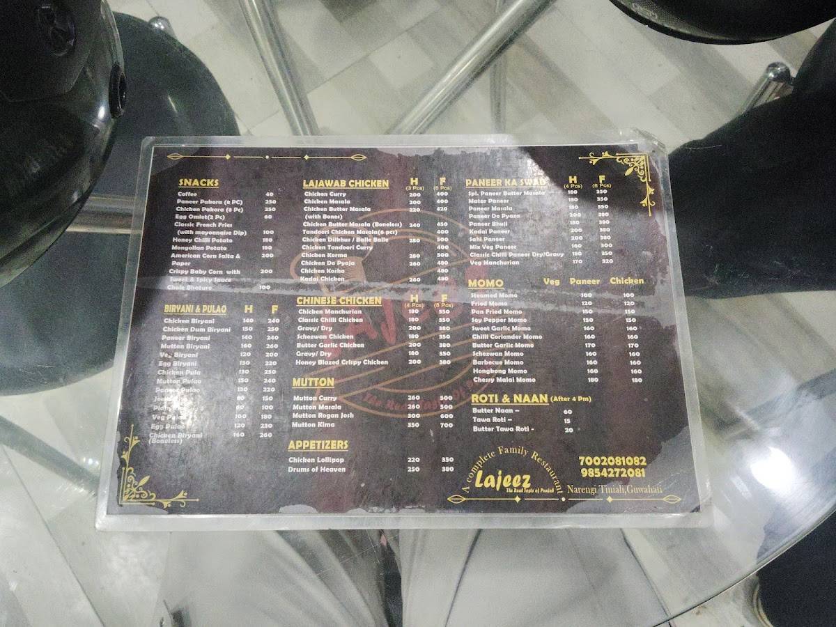 Lajeez Restaurant menu