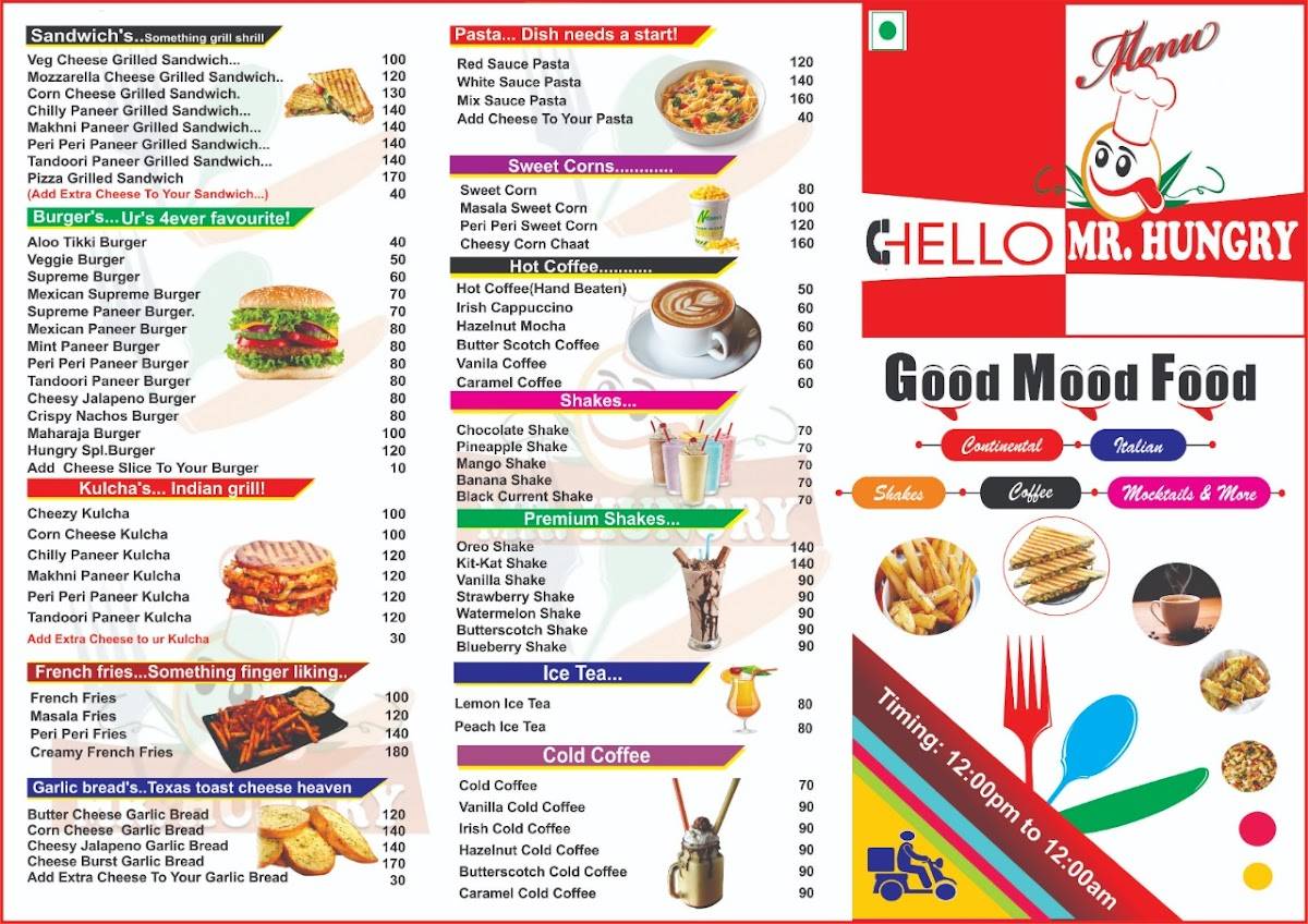 HELLO MR. HUNGRY menu