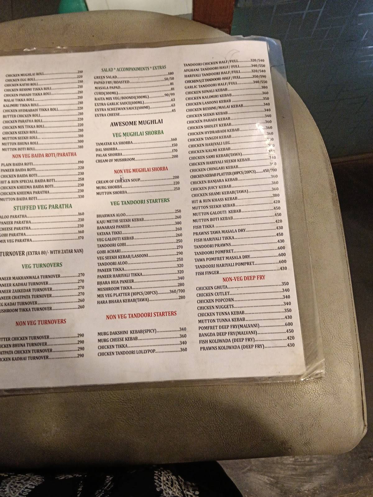 HIT & RUN CHAKALA menu