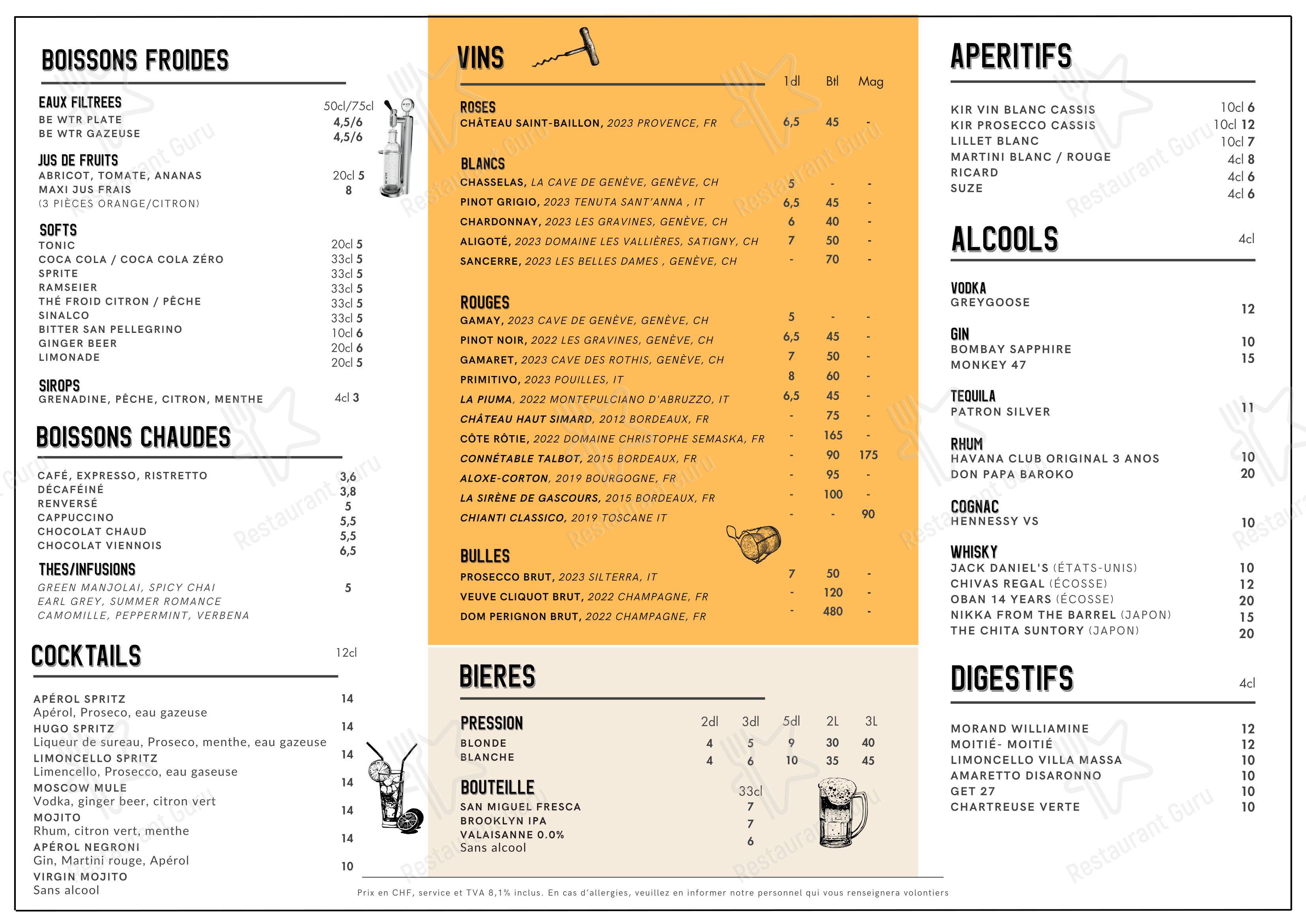 HOME Restaurant in Meyrin - 菜单