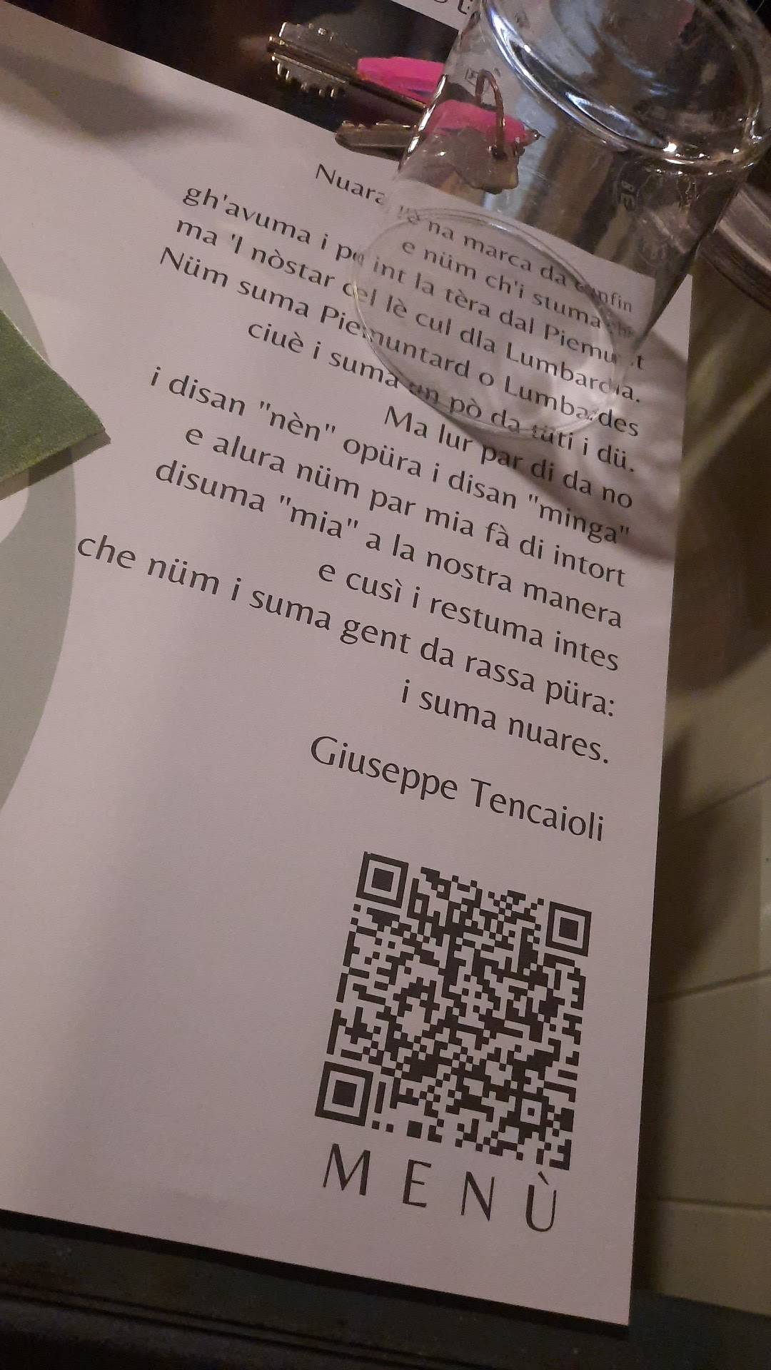 Menu di HOSTeRIA 