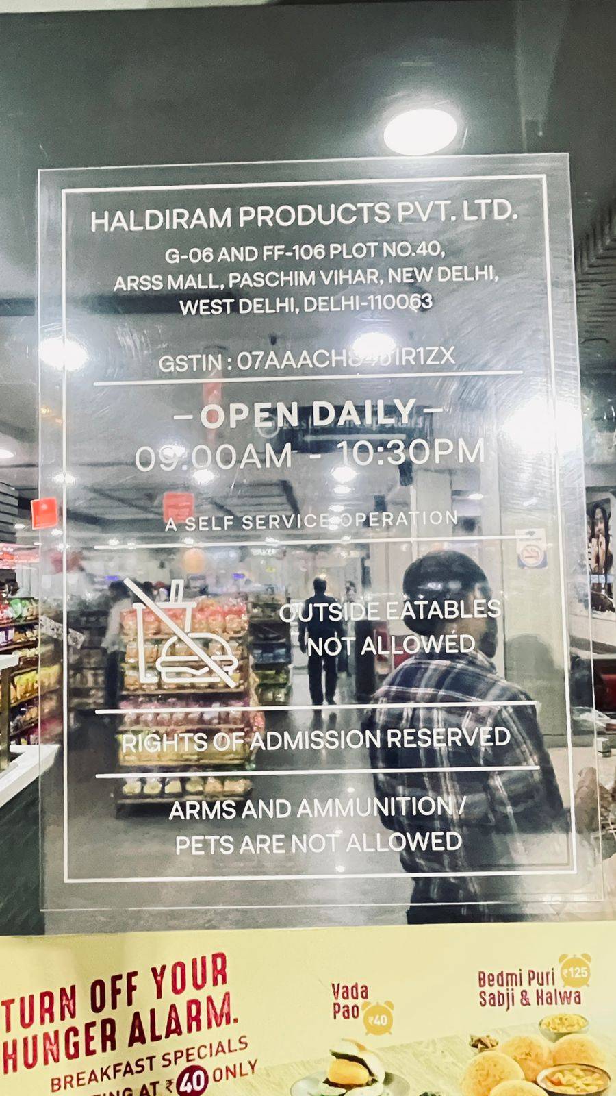 Haldiram's - ARSS Mall, Paschim Vihar menu