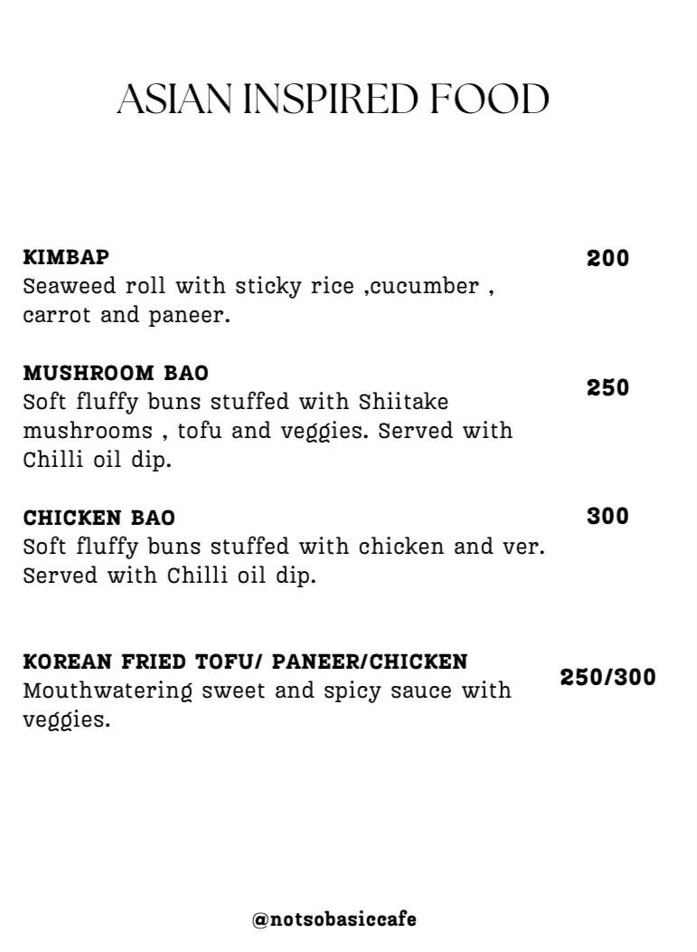 Not So Basic menu