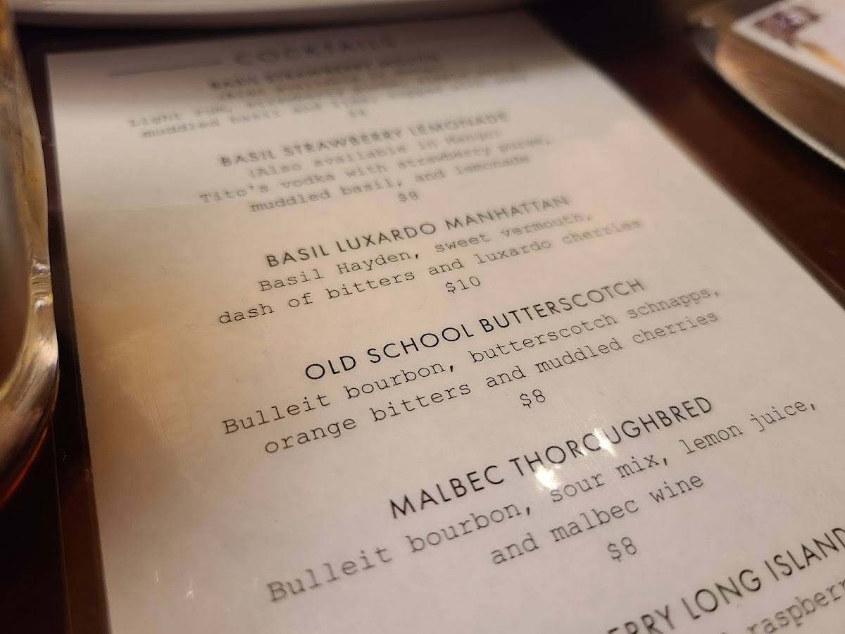Menu at Basil 1791 pub & bar, Hamilton